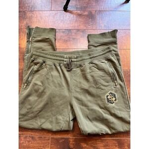 Rock Revial Mens Green Distressed Zipper Ankle Green Patch Logo Sweatpants XXL